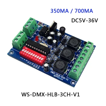 3CH 4CH Nuolatinės Srovės DMX512 dekoderis 350ma/700ma RGBW led RGB Valdiklis led potvynių šviesos diodų (LED Siena plovimo lempos