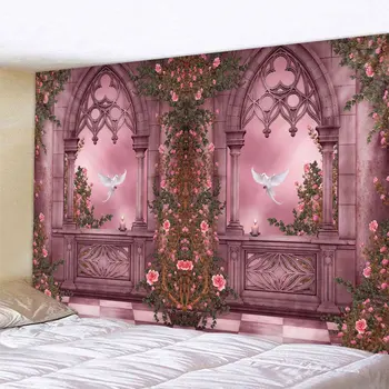 Spausdinti gobelenas Europos kraštovaizdžio architektūros sienos kabo hipių bohemišką gyvenimo kambario, miegamasis fone sienų apdaila