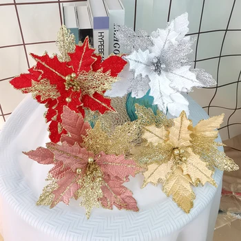 Kalėdų namų puošybai productsnet siūlai dulkių Kalėdų gėlės Kalėdų medžio apdaila reikmenys, dirbtinės gėlės