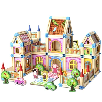 Vaikiški mediniai žaislai, Montessori 3D dėlionės modelio surinkimas namų statyba blokai švietimo žaislai vaikams berniukams, mergaitėms dovanų
