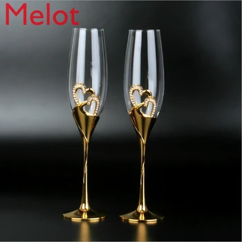 Aukštos Klasės Krištolo Ir Deimantų Nustatyti Taurių Vyno Taurė Šampano Stiklo 2 Komplektai Namuose Dovanų Dėžutėje Kūrybos Asmeninį Vyno Rinkinys